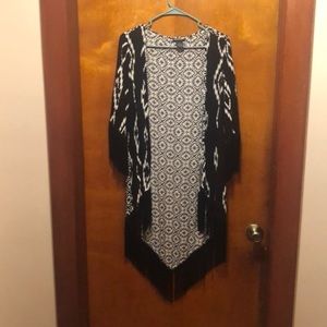 Black and White Fringe Cardigan